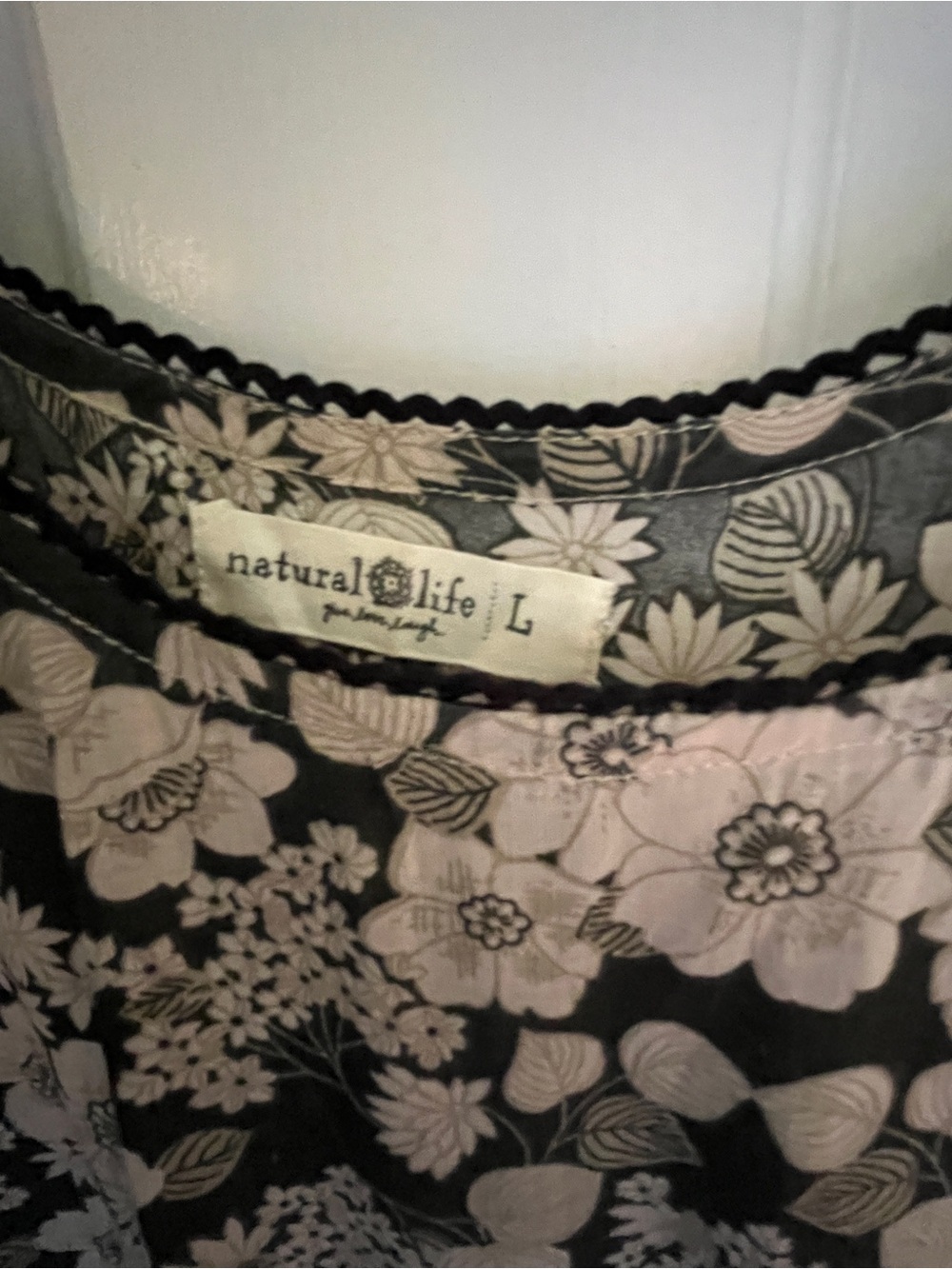 NATURAL LIFE Black and Cream Floral Patchwork Maxi Dress with Pink Accents - Picture 2 of 4